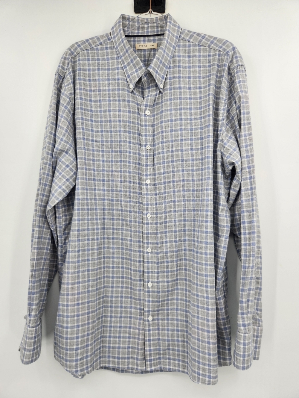 Rye 51 Long Sleeve Button Front Shirt Mens Size XL The Flannery Blue Gray Plaid